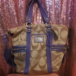 Lavender and coach print medium tote bag & wallet